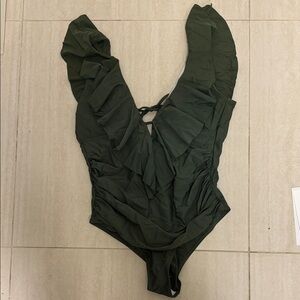 Maternity Ruffled Green One-Piece Swimsuit